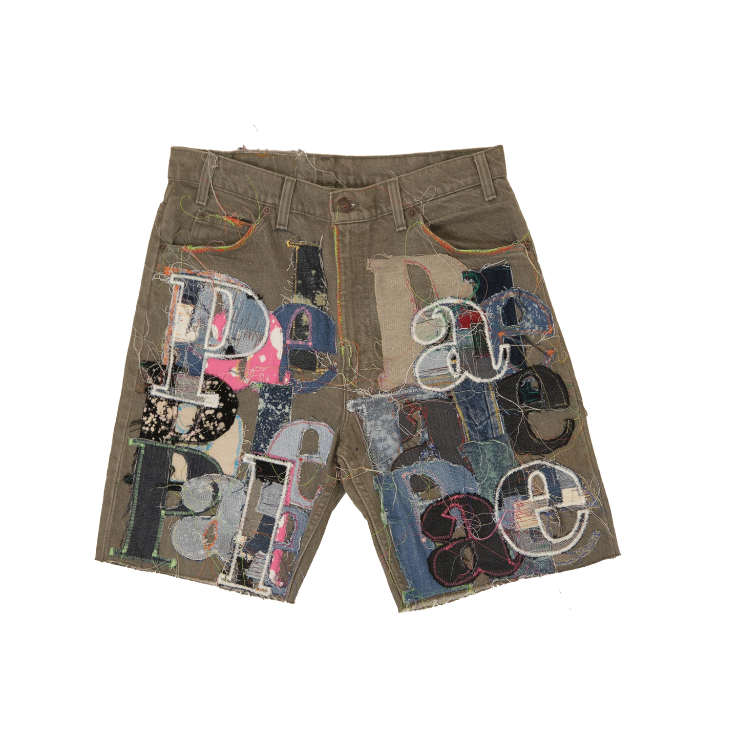 LETTER PATCHWORK DENIM SHORT