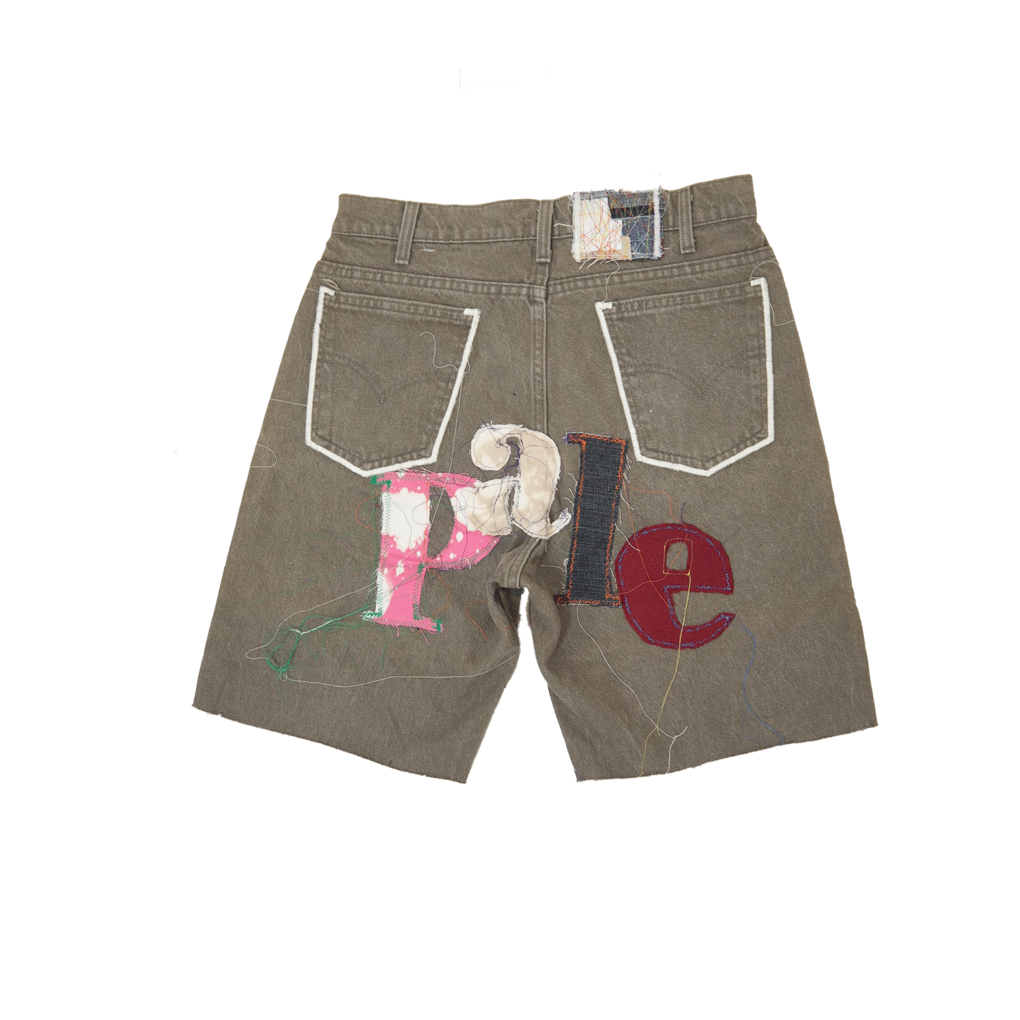 LETTER PATCHWORK DENIM SHORT