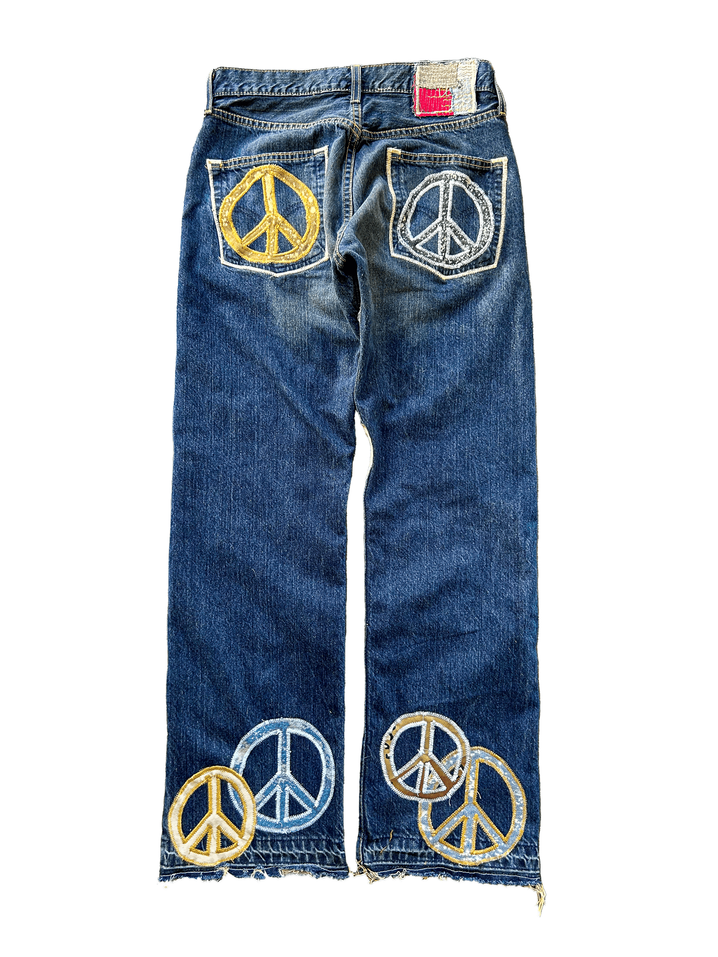 THIGH PEACE PATCHWORK DENIM