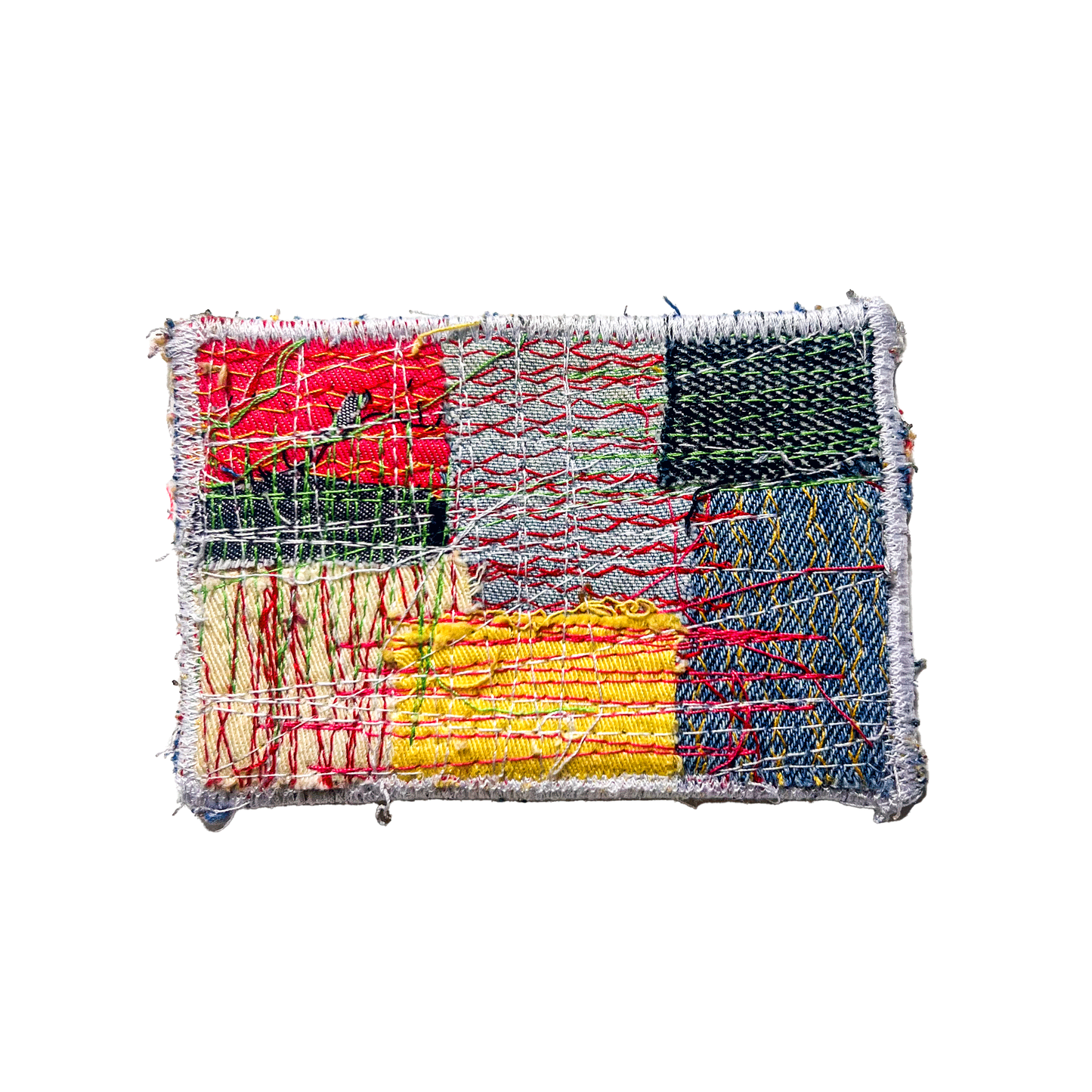 MULTI-COLOR DENIM PATCHWORK CARD HOLDER