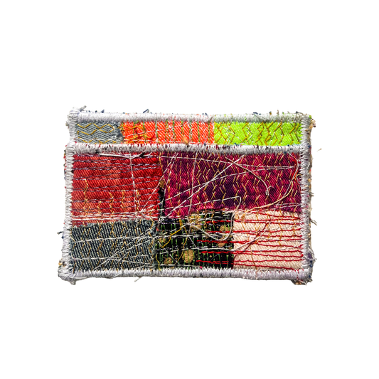 MULTI-COLOR DENIM PATCHWORK CARD HOLDER