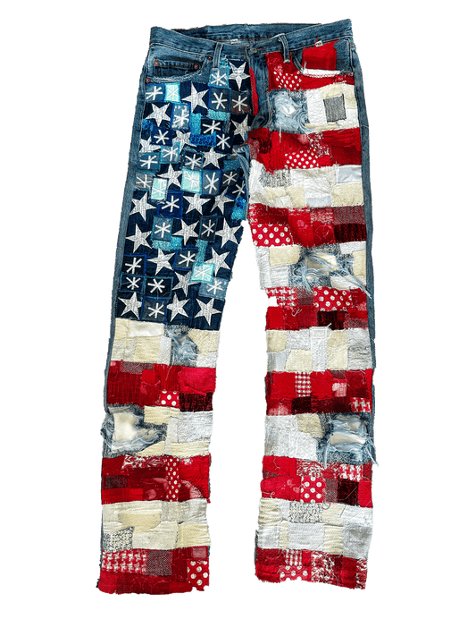 AMERICAN FLAG SWATCH PATCHWORK DENIM