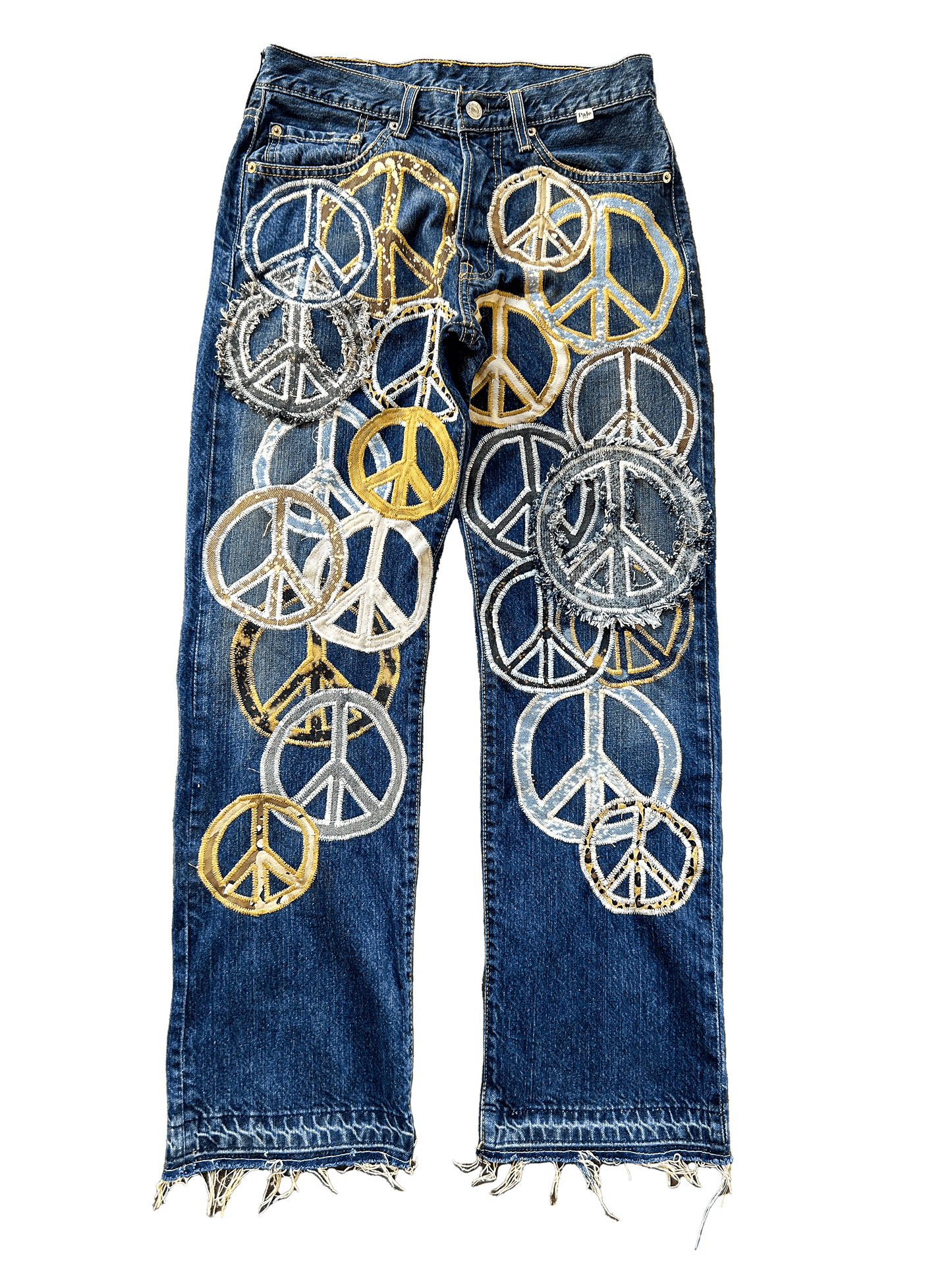 THIGH PEACE PATCHWORK DENIM