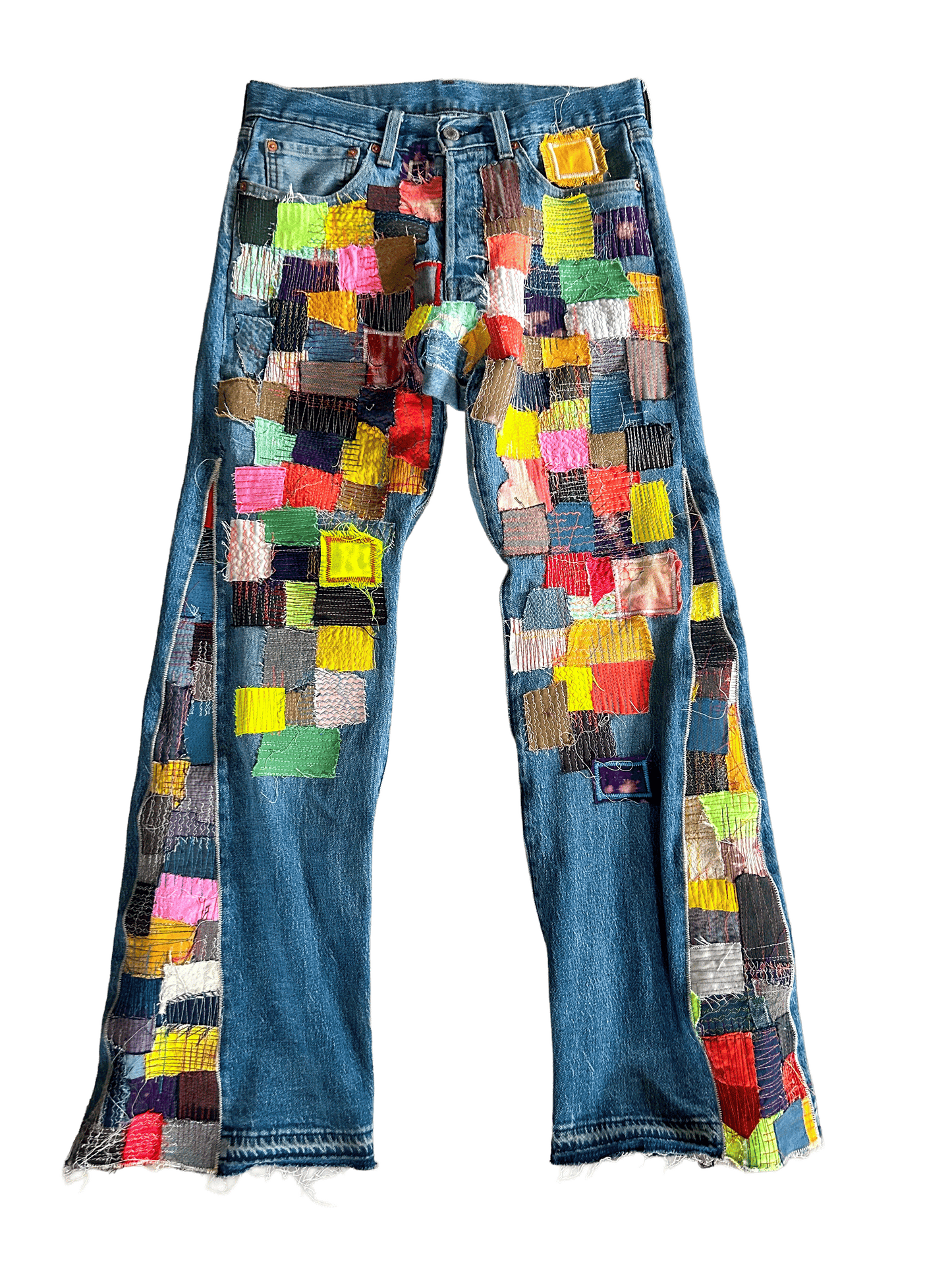 PATCHWORK FLARE DENIM (MULTICOLOR)