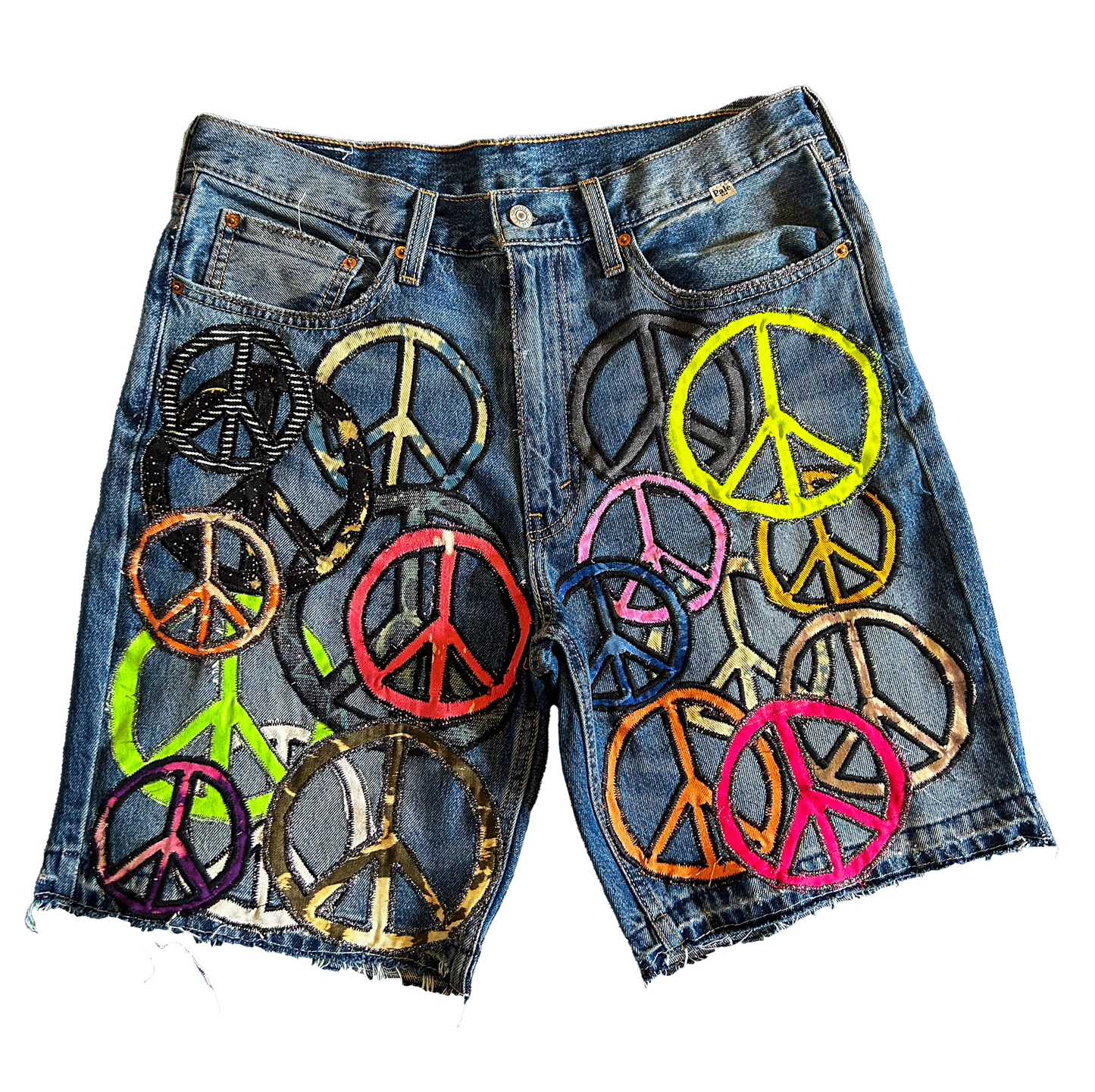 PEACE PATCHWORK DENIM SHORT