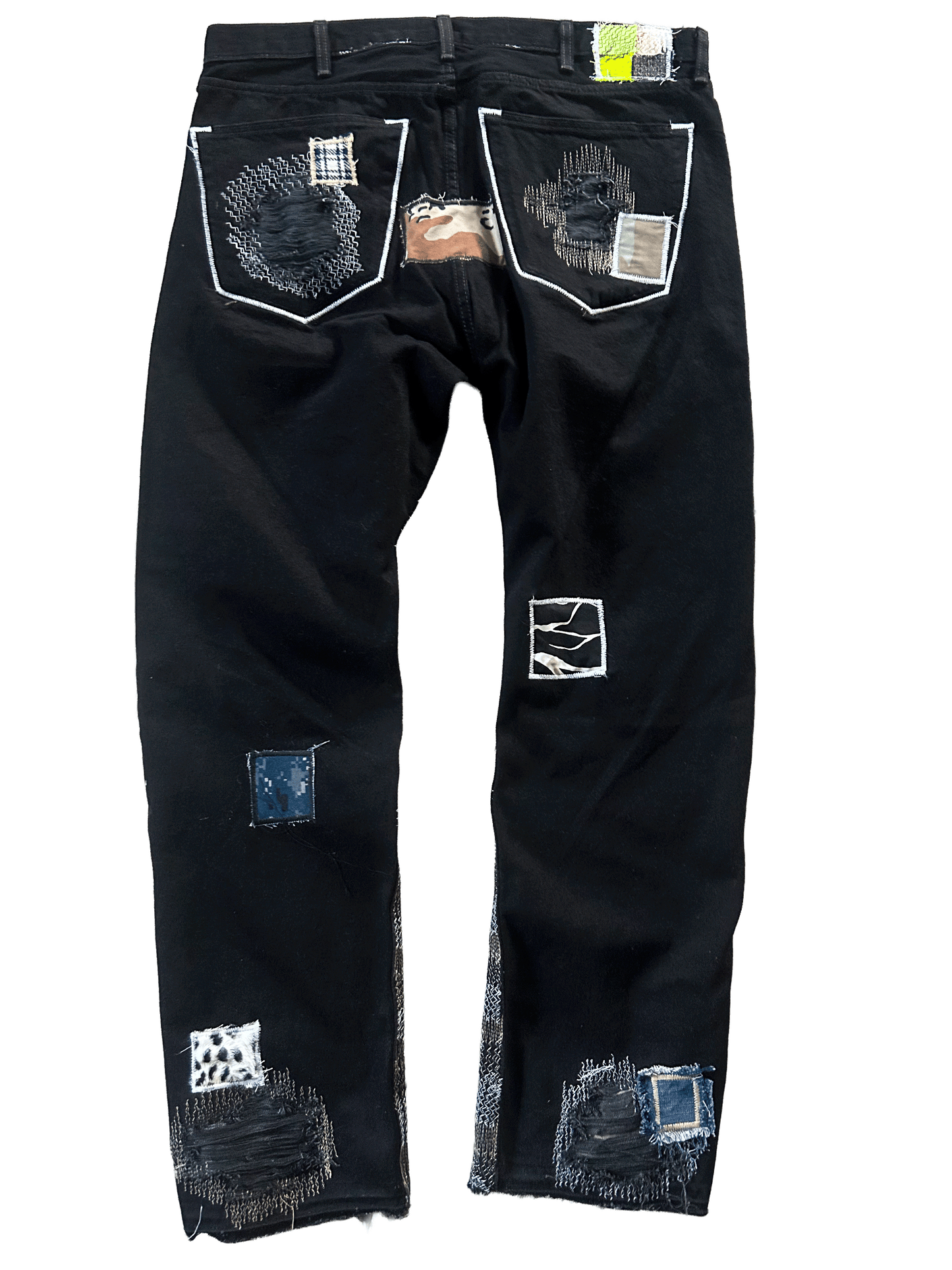 BLACK STITCH-DYE DENIM