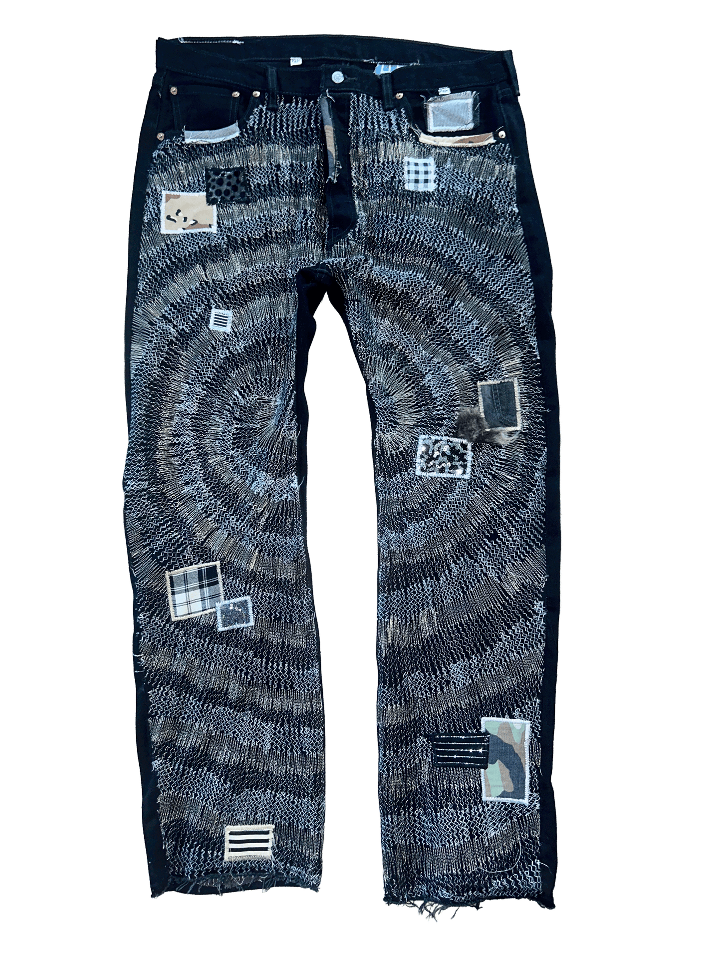 BLACK STITCH-DYE DENIM
