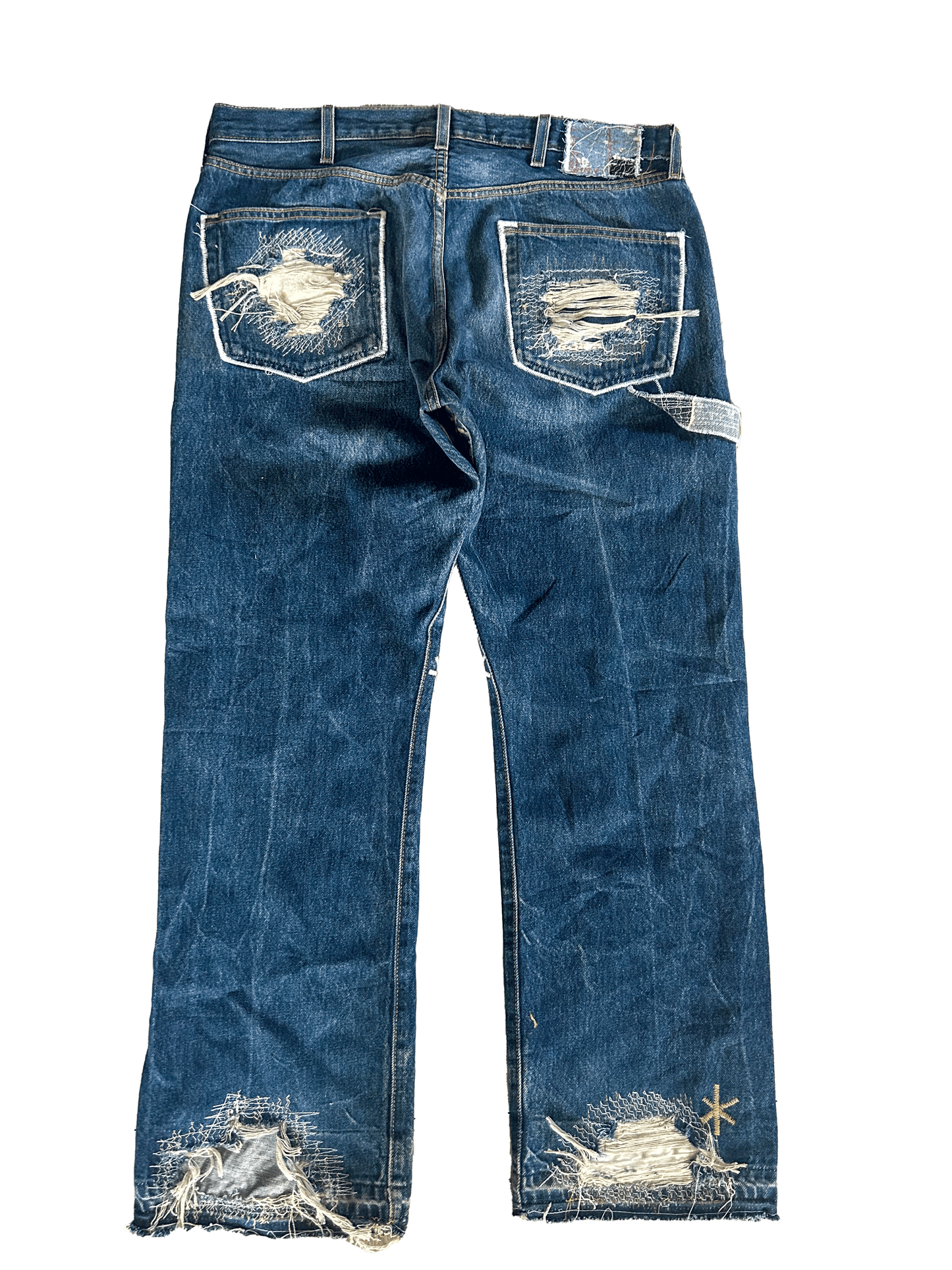 TAN & WHITE THIGH PAINTER DENIM