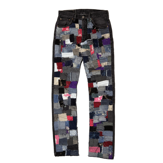 BLACKOUT PATCHWORK FRONT DENIM