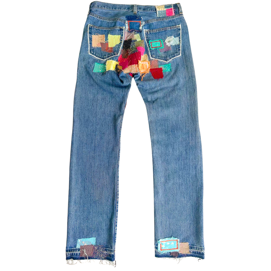 THIGH PATCHWORK DENIM