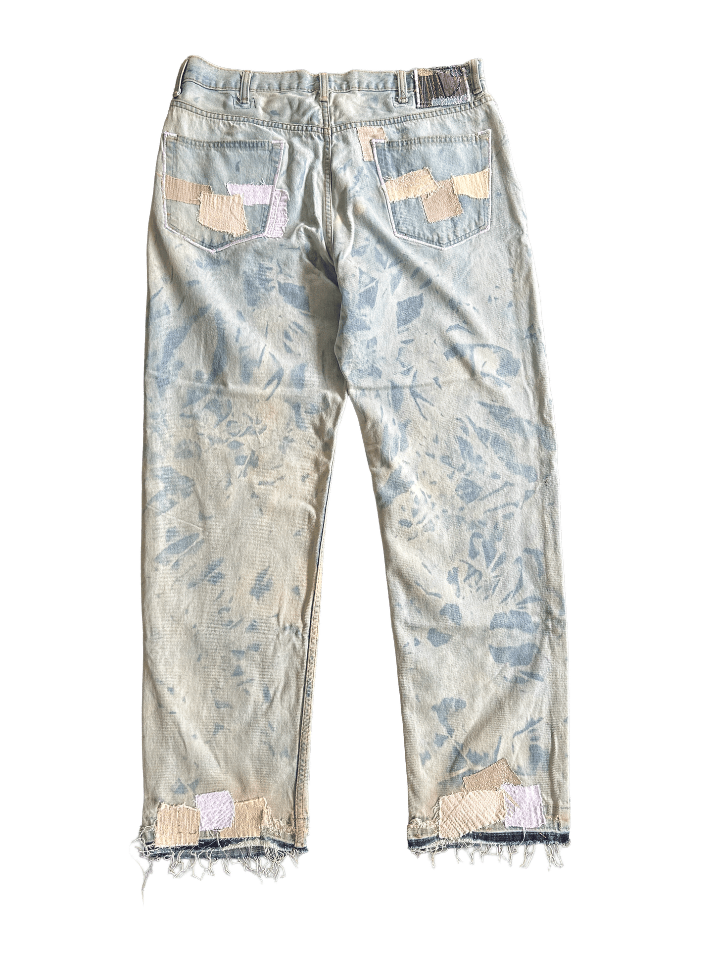 WHITE THIGH PATCHWORK DENIM