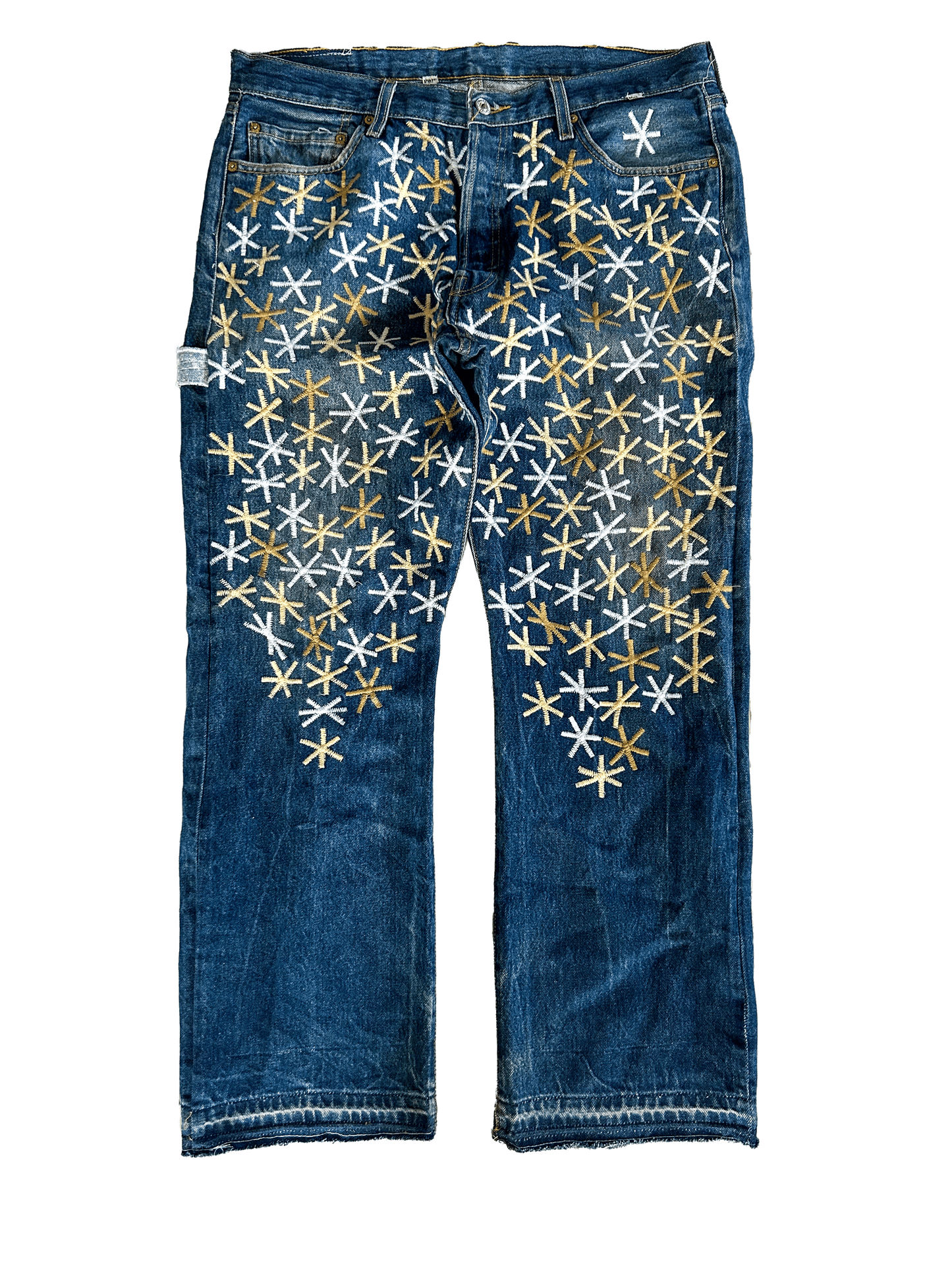 TAN & WHITE THIGH PAINTER DENIM