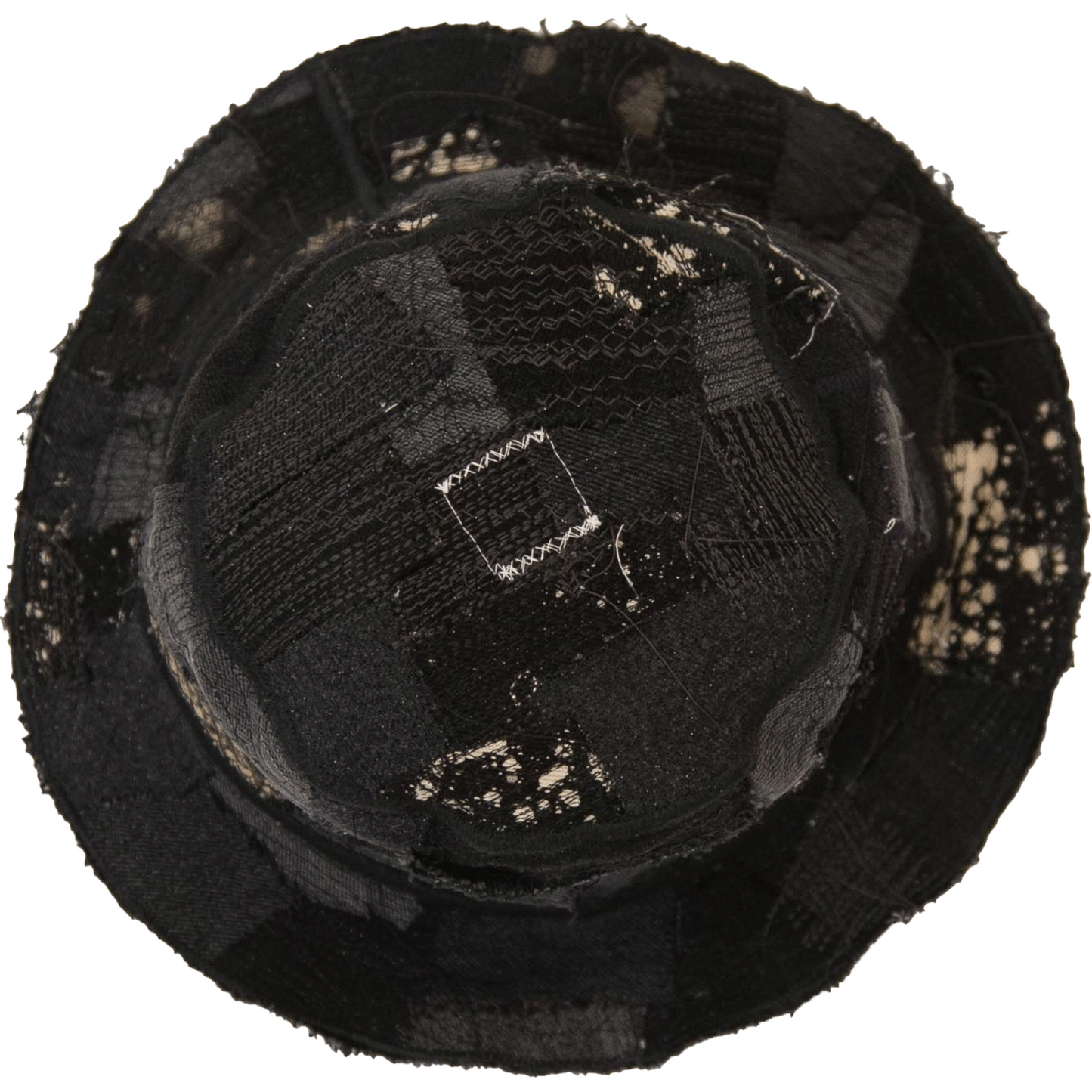 BLACK DENIM PATCHWORK BUCKET-HAT