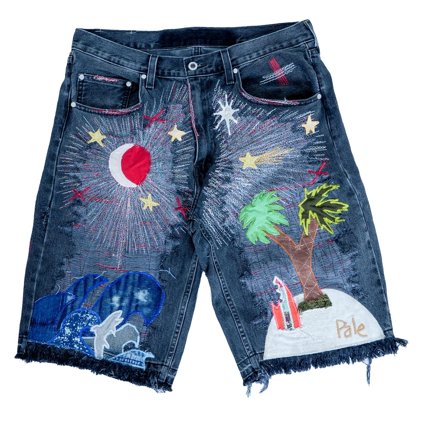BLOOD MOON HAWAIIAN DENIM SHORTS