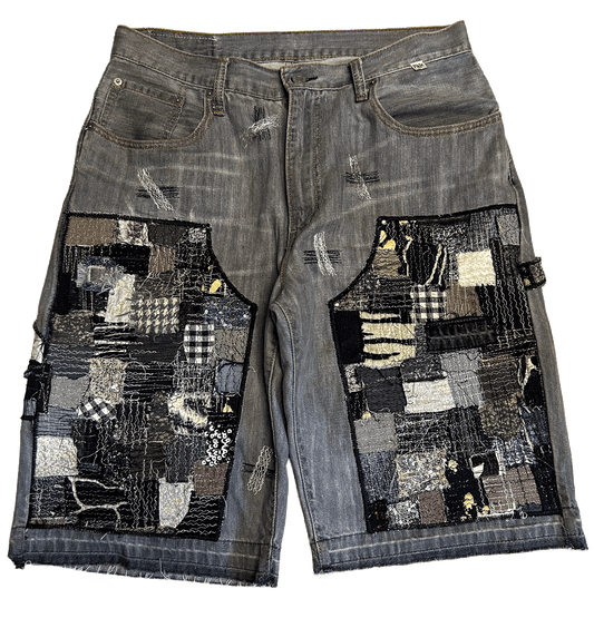 SWATCHWORK DOUBLE KNEE CARPENDER DENIM SHORTS (GREY)