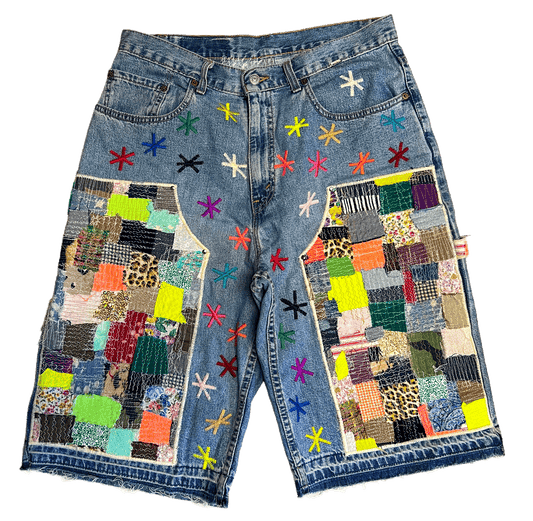 SWATCHWORK DOUBLE KNEE CARPENDER DENIM SHORTS