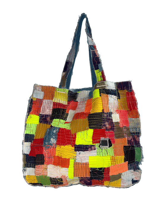 MULTI-COLOR "GARMENT DISTRICT" PATCHWORK TOTE BAG
