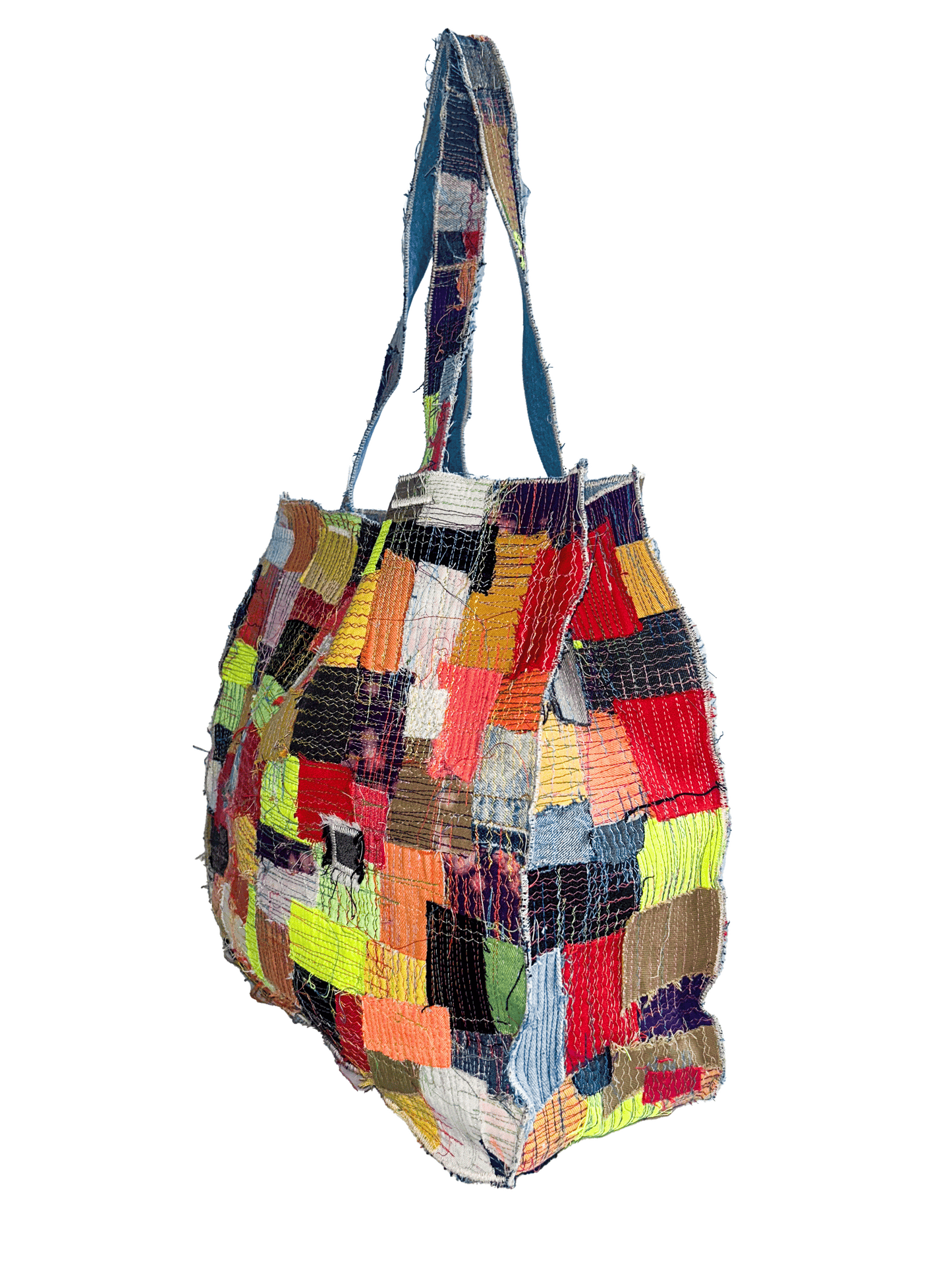 MULTI-COLOR "GARMENT DISTRICT" PATCHWORK TOTE BAG