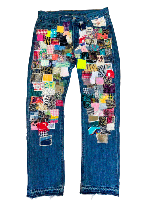 THIGH SWATCHWORK DENIM (TAN & WHITE)