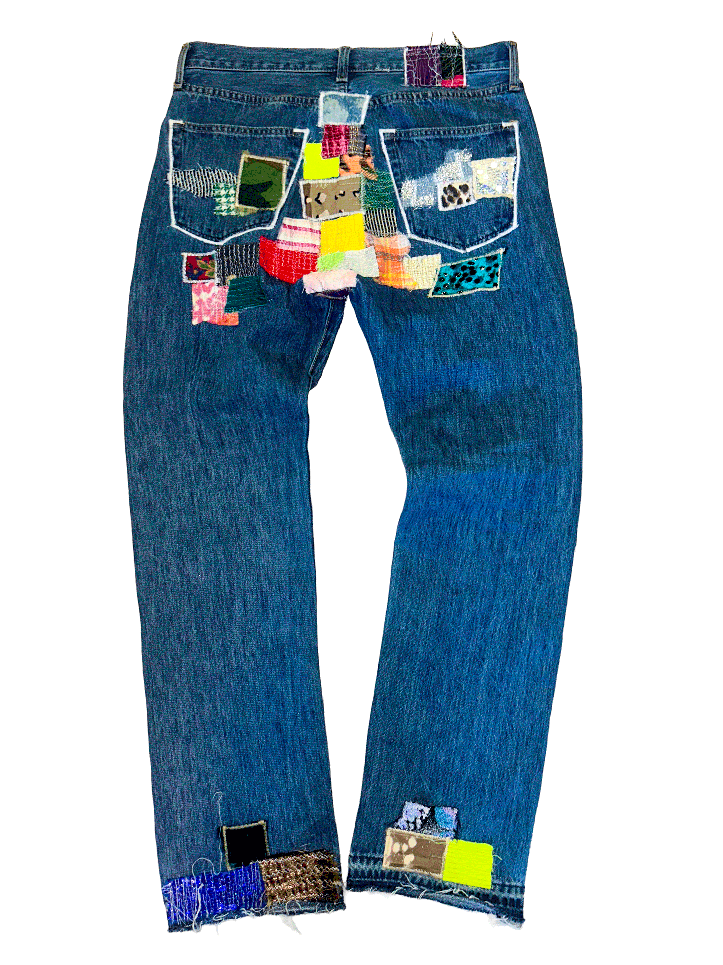 THIGH SWATCHWORK DENIM (TAN & WHITE)