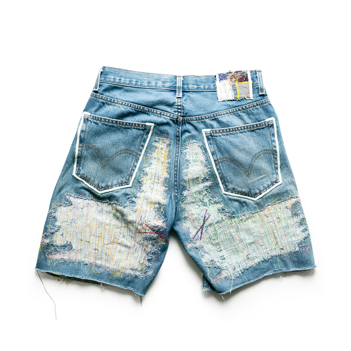 HAWAIIAN PATCHWORK DENIM SHORTS
