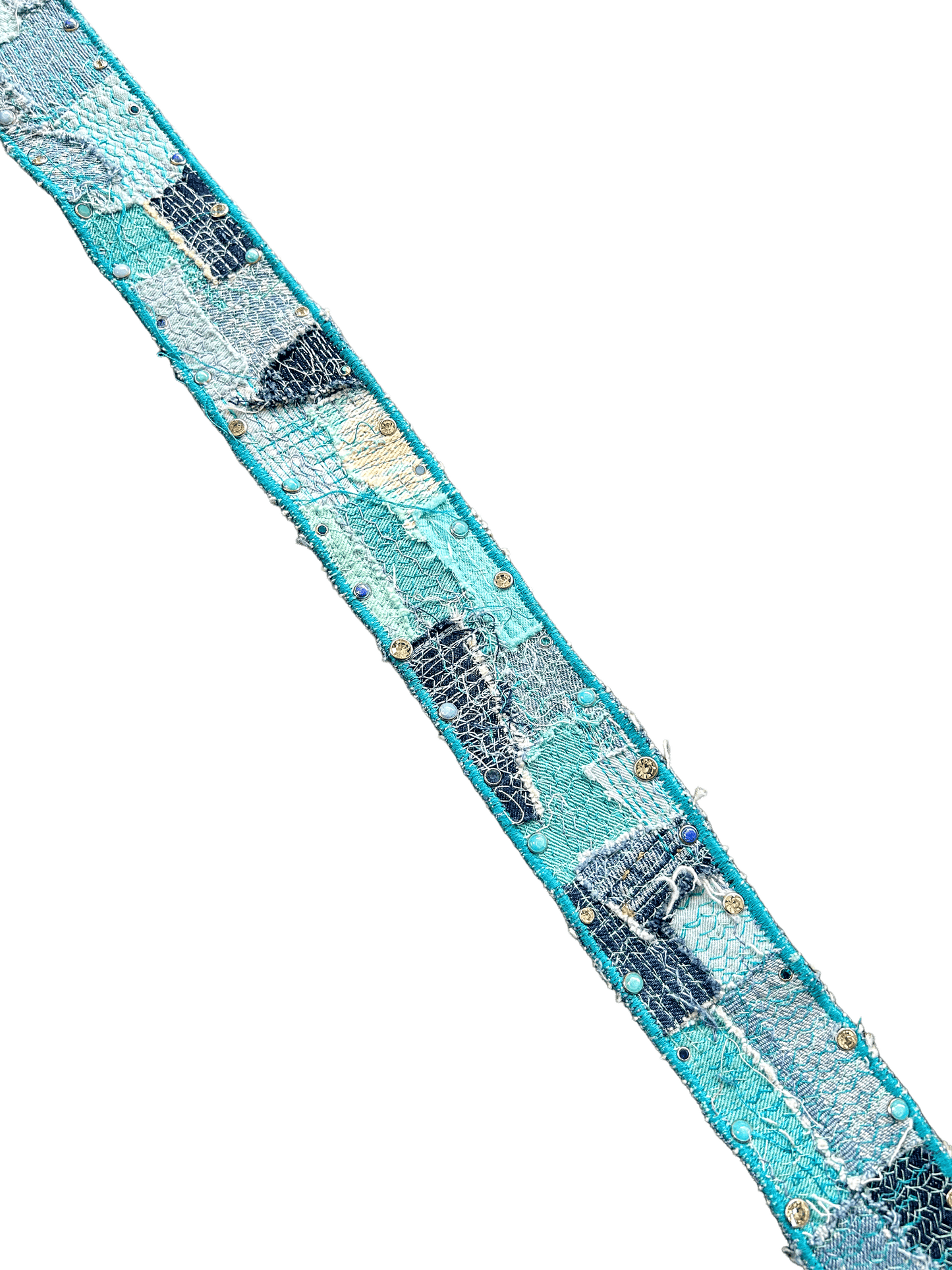 TEAL BLUE PATCHWORK GEM BELT