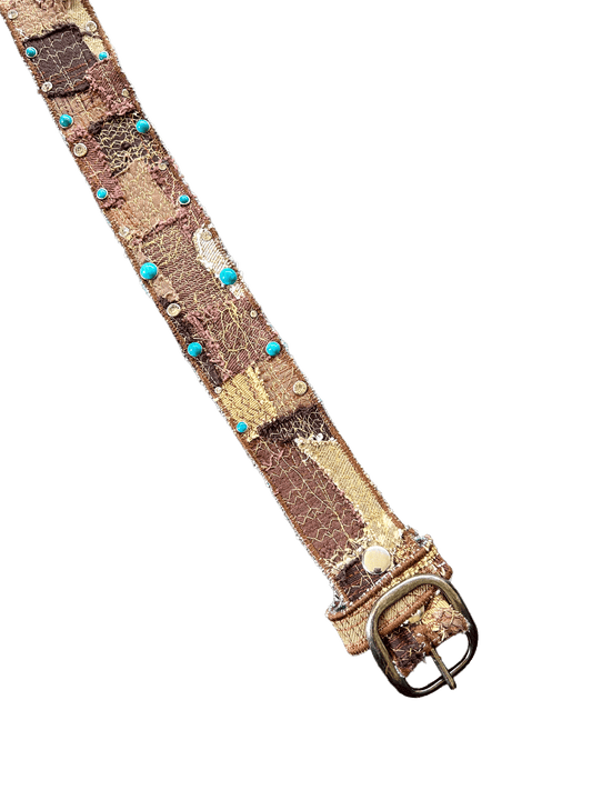 BROWN PATCHWORK GEM BELT