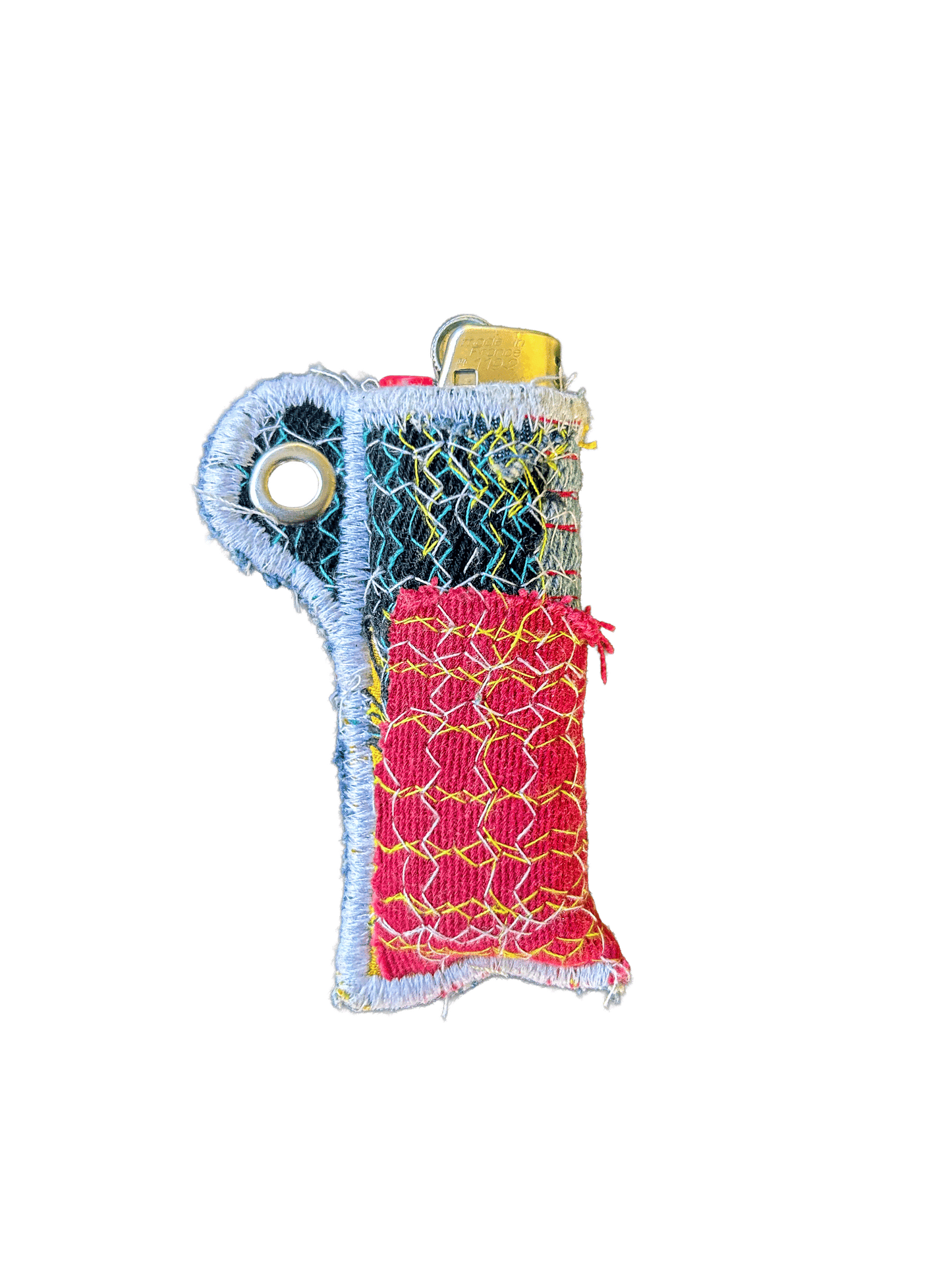 PATCHWORK LIGHTER SLEEVE KEYCHAIN
