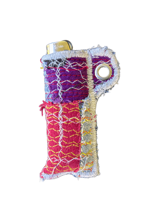 PATCHWORK LIGHTER SLEEVE KEYCHAIN
