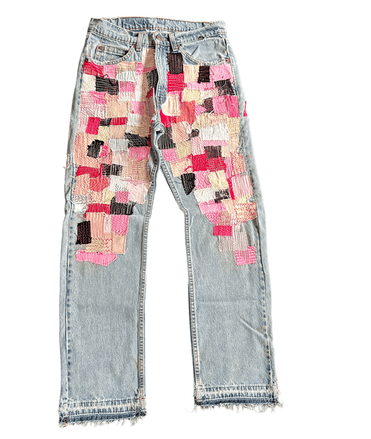 PINK PATCHWORK DENIM