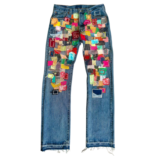 THIGH PATCHWORK DENIM