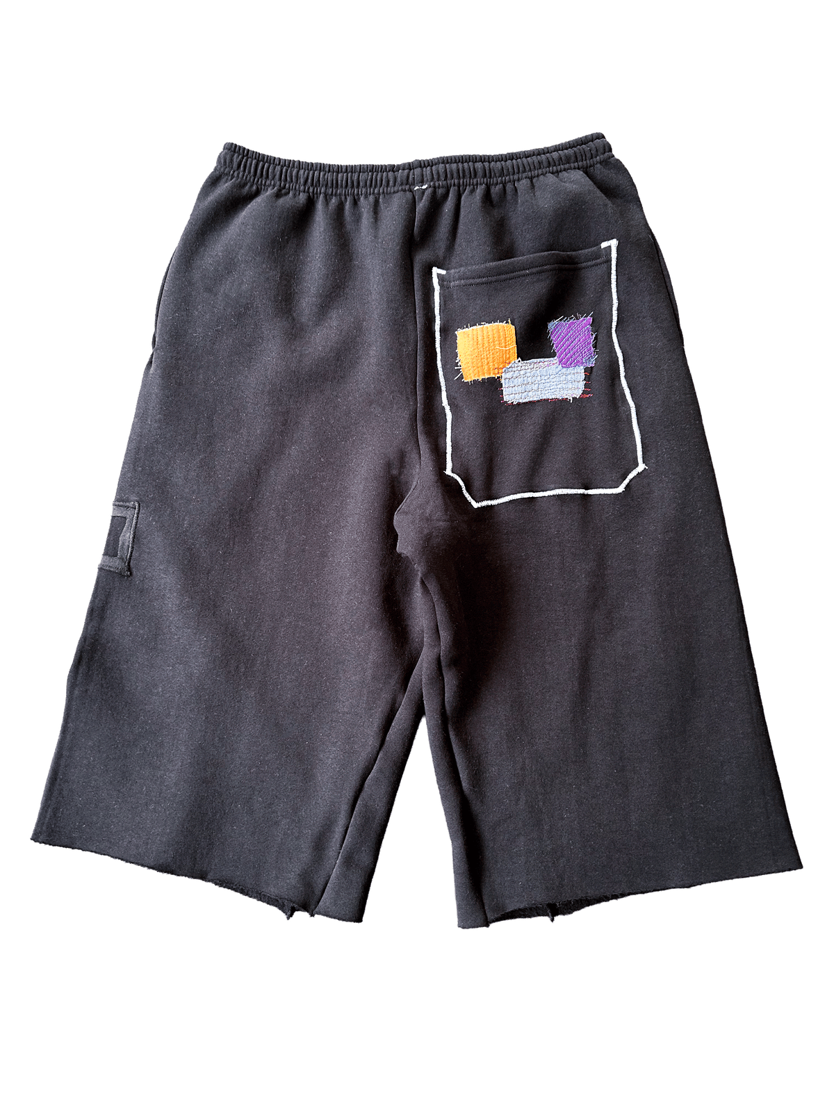 BLACK STRIPED BAGGY LONG TRACK SHORT