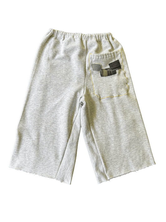 GREY STRIPED BAGGY LONG TRACK SHORT