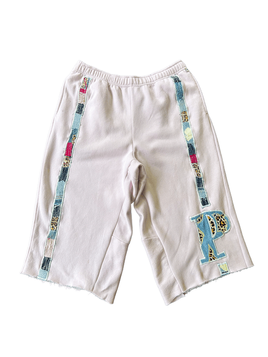 PINK STRIPED BAGGY LONG TRACK SHORT