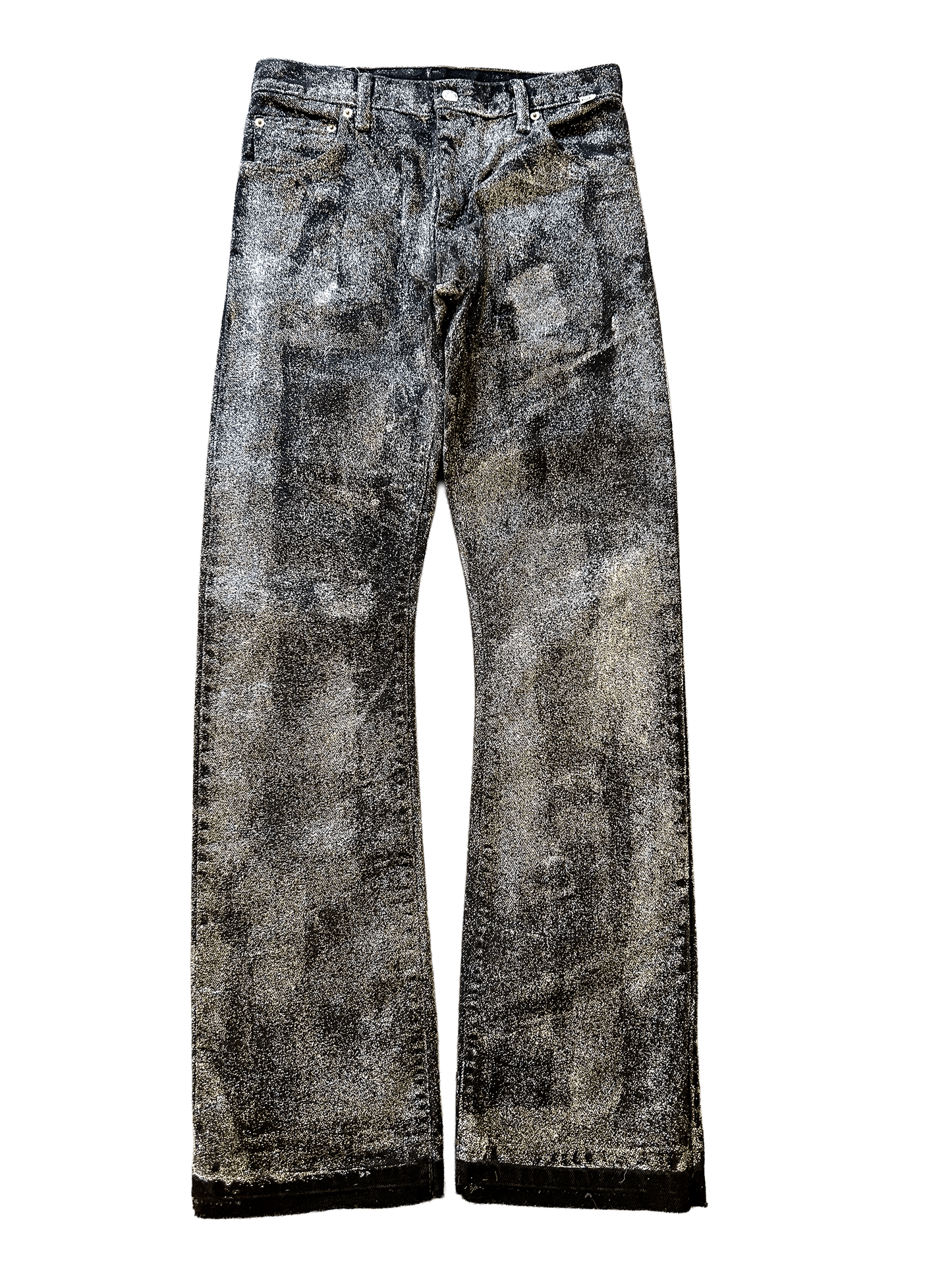 SILVER GLITTER WAXED DENIM