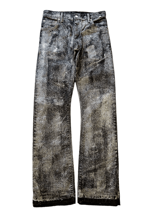 SILVER GLITTER WAXED DENIM
