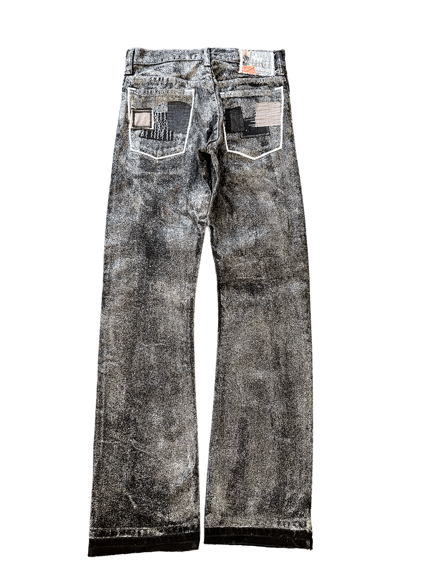 SILVER GLITTER WAXED DENIM